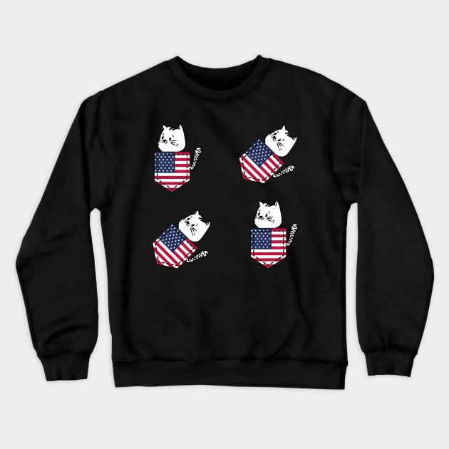 Patriotic Pocket Pussy - Cat Lover -  American Patriot Crewneck Sweatshirt by PosterpartyCo